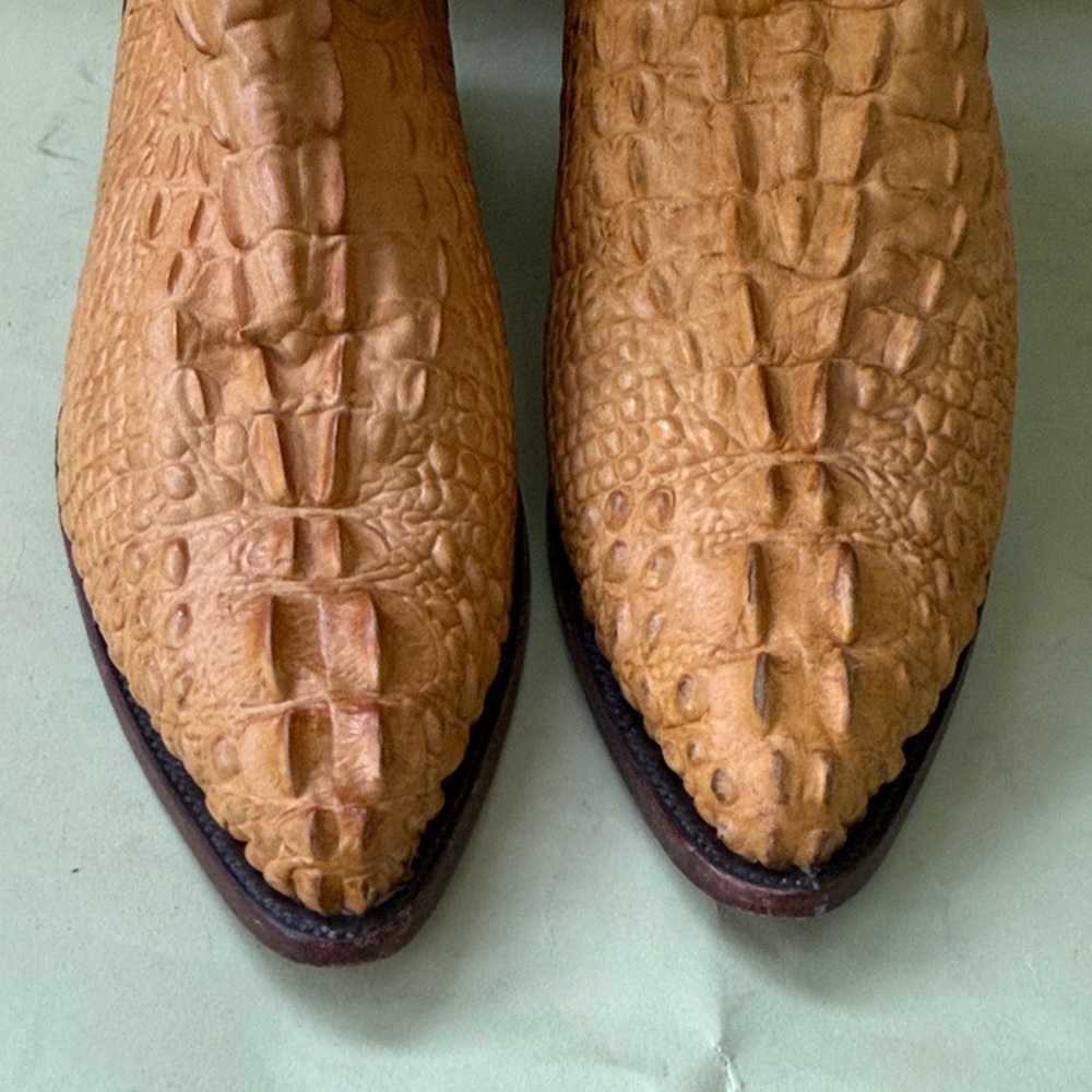 Yellow Cream Rudel Alligator/Leather  Western Cowboy Boots - Picture 2 of 16
